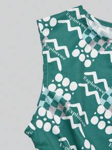 SHEIN 1pc Teenage Girls Light Blue Casual Dress - Lime Green - View 5