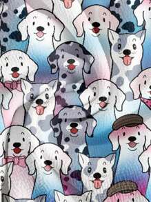 PopScrub Casual Simple All-Over Dog Print Nurse Scrub Uniform Top For Women - White - View 3