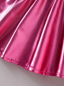 2pcs/Set Baby Girl Long Sleeve Round Neck Cap Sleeve Heart Print Top & Pink Skirt, Casual Outfit, Autumn - Pink - View 4