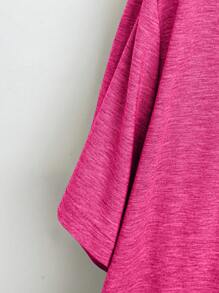 تي شيرت بقصة الرقبة على شكل حرف V وأكمام قصيرة بسيط، كاجول للارتداء اليومي لمقاسات كبيرة