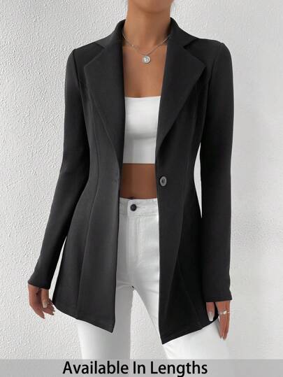SHEIN Tall CURVE Plus Size Women Business Casual Slim Fit Blazer Jacket Graduation,Back To School,Teacher Outfits For Women In Fall/Winter