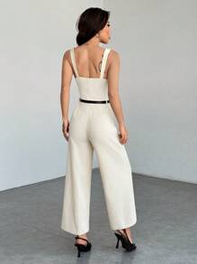 SHEIN PETITE 夏季灰白条纹针织紧身截短女士运动套装