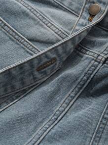 DAZY 1pc Women Vintage Washed Loose Denim Overalls/Jumpsuits - Blue - View 5