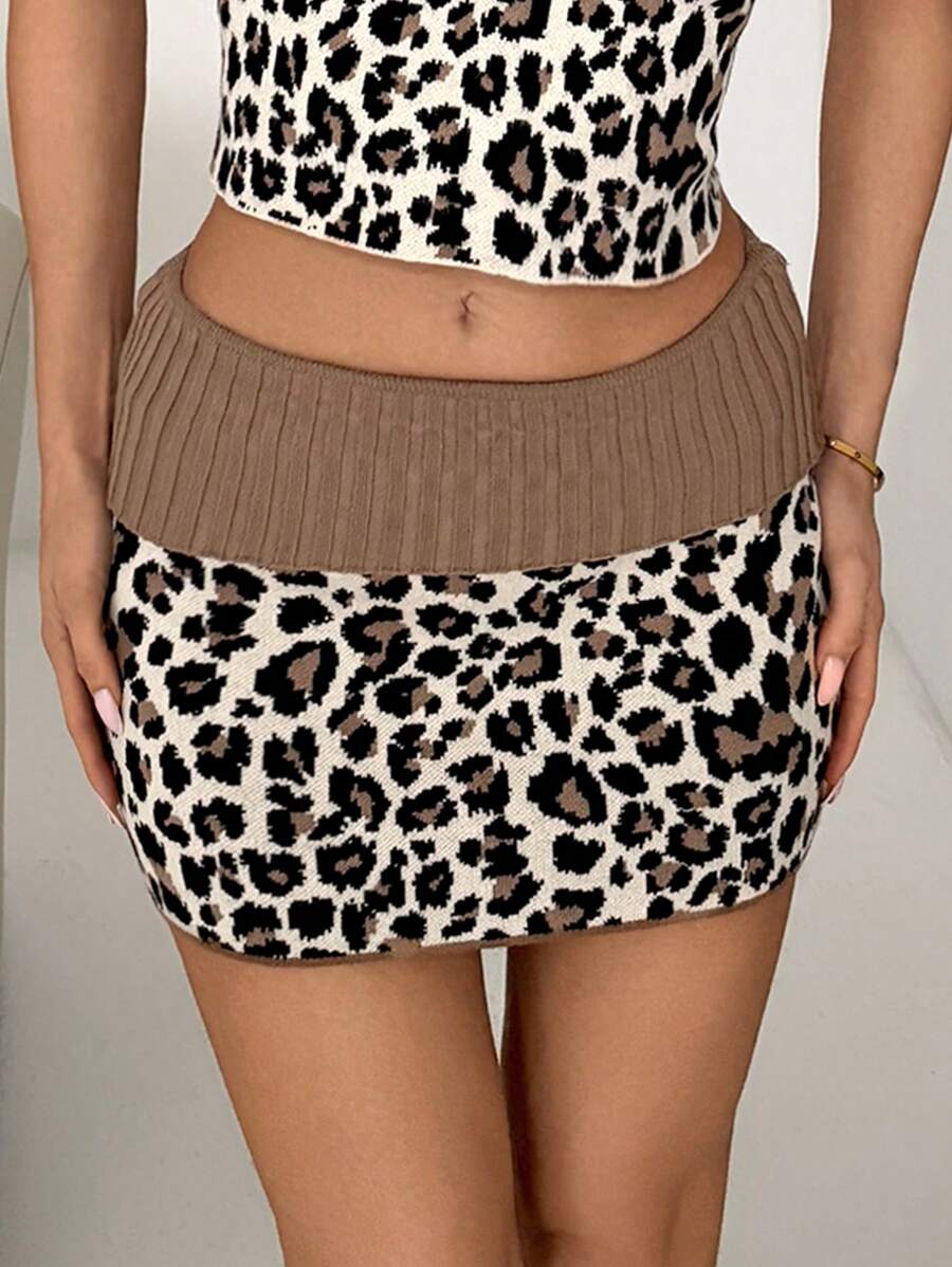 EgrlEra Váy Mini Đan Họa Tiết Da Báo Dễ Thương Cho Nữ - Màu be - Xem 1