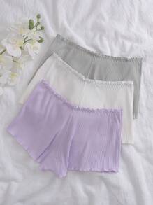 SHEIN 女士蝴蝶結裝飾短褲，直邊設計 - 彩色 - 查看 2