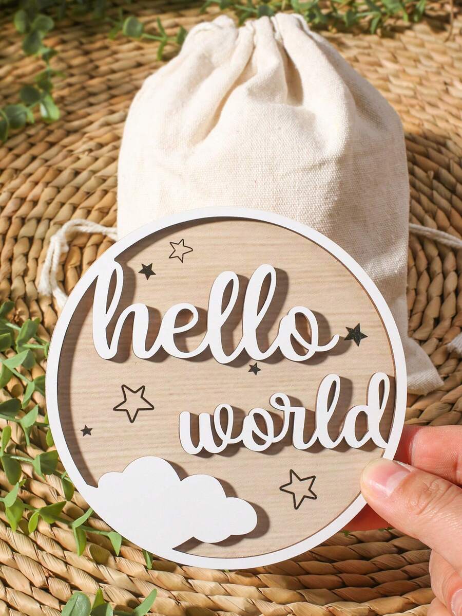 Baby Milestone Chalkboard CohasHello World Newborn Baby Announcement  Printed Wood Sign With Space Theme, 9 By 12 Inches, No Marker Baby Shower  Blackboard, image size:900x1198