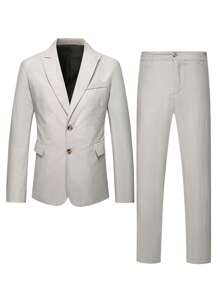 Manfinity Mode 1pc Men's Solid Color Suit Set: Jacket And Trousers