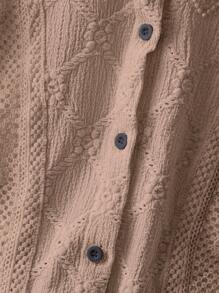 Franclia 女士蕾丝边法式领前纽扣长袖女式衬衫 - 棕色 - 查看 5