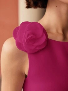 MOTF PREMIUM FLOWER APPLIQUES ZIPPER DRESS - Hot Pink - View 2