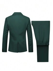 Manfinity Mode Ensemble de costume couleur unie pour homme avec chemise et pantalon, style minimaliste pour un port décontracté au quotidien