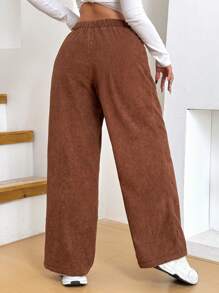 Calvaya Plus Size Women Thick Warm Corduroy Pants, Loose Straight Leg Casual Trousers For Home, Outdoor, Autumn/Winter