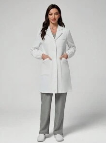 Scrubzie 1 件女士抗皱长款实验室外套/护士服