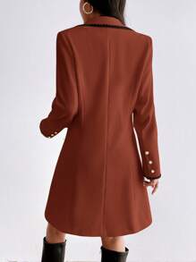 SHEIN Privé Women's Spring/Summer Overcoat, Suitable For Valentine's Day - Chocolate Brown - View 2