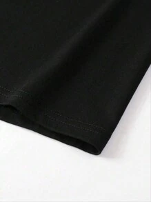 Manfinity Dauomo T-shirt col ras-du-cou à manches courtes pour homme, coupe décontractée, convient pour les voyages, les vacances, le camping en extérieur, les sports - Noir - Voir 4