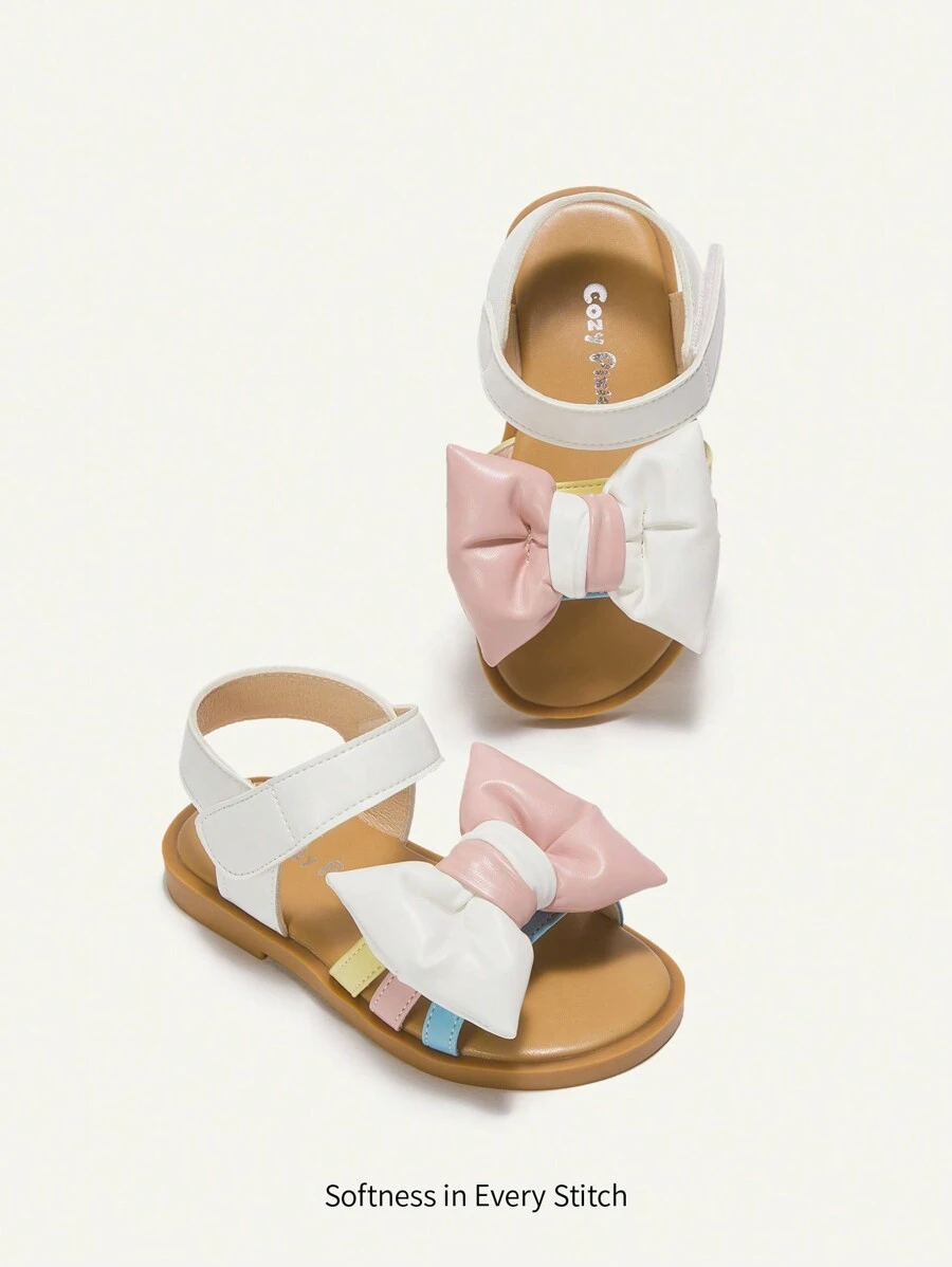 Cozy Pixies 1 Paar farbenfrohe Schleifendesign Prinzessinnenstil Flache Sandalen für Baby Mädchen, vielseitig und süß, für Frühling und Sommer
