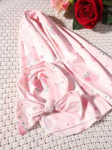 SHEIN Newborn Baby Photography Set With Rabbit And Flower Print - Multicolor - View 5