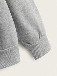 SHEIN EZwear 女士纯色抽绳连帽运动衫，秋冬季休闲款 - 灰色 - 查看 6