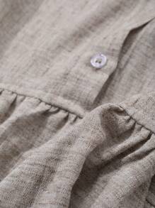 FRIFUL Women's Loose Solid Color Midi Linen Dress