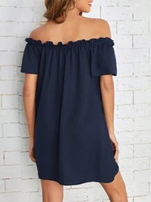 SHEIN Essnce Women's Elegant Solid Off Shoulder Dress