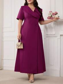 Modelyn Plus Size Plain Casual Simple Style Daily Wear Dress - Hot Pink - View 7