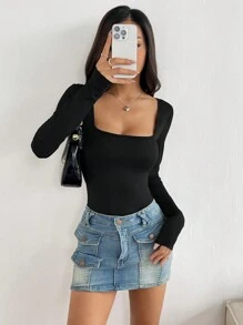 Women's Fashion Sexy Minimalistic Backless Criss Cross Bodysuit Fall Cloth For Women - Black - View 5