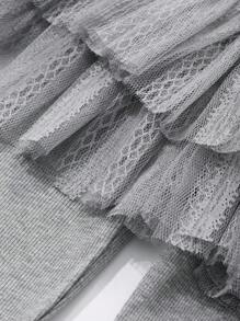 Dazy Kids Kleine Mädchen Mesh Splice Rock-Hose, Mädchen Herbstbekleidung, Strumpfhose in Kleingrößen - Grau - Übersicht 3