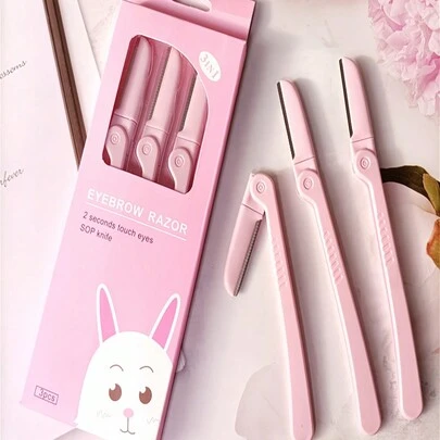 Chăm sóc da mặt cho phụ nữ Dụng cụ tẩy lông Dao cạo Máy tỉa lông mày Dụng cụ cạo râu (3 cái/lô) Tẩy lông, Tẩy lông mặt, Tông đơ cắt tóc, Tông đơ cắt tóc, Đồ dùng cắt tóc, Cắt tóc, Túi, Hộp đựng, Lưu trữ, Phụ kiện tóc