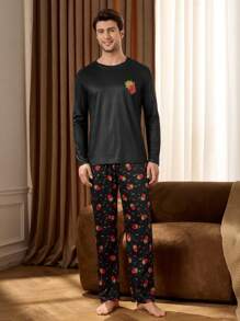 Casual Comfortable Men Loungewear Set - Black - View 3