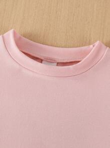 Set de 4 blusas de manga corta casuales para niñas pequeñas, verano 2022-2025, rosa, rojo ciruela, negro, estampado floral gris