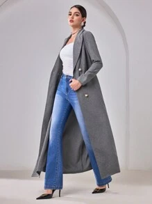 Al Najma 女士简约时尚阿拉伯长袍、休闲及日常服装 - 灰色 - 查看 5