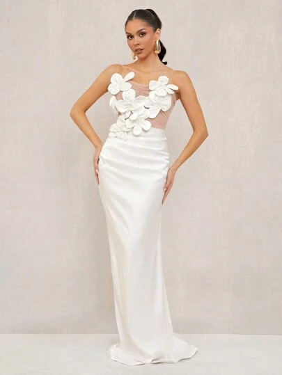 Lumalex Spring Summer Swimsuit Swimwear Swim Vacation Bohemian BOHO Sea Beach Hot Outdoor Richly Layered Wedding Season Banquet Coming Of Age Ceremony Beach Seaside  Festival Old Money Wedding Engagement Coming Of Age Ceremony Flower Decor Strapless Mermaid Dress For Women