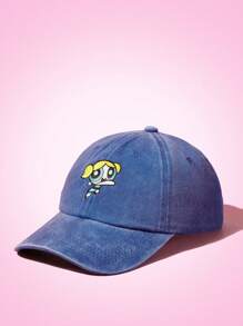 THE POWERPUFF GIRLS X SHEIN 1pc Cute Basics Cartoon Bubbles Embroidered Unisex Baseball Cap, Suitable For Casual Wear - Royal Blue - View 4