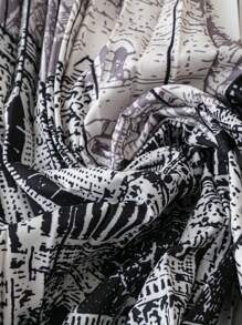 SHEIN LUNE Falda plisada estampada con impresión de rascacielos y acuarela, de alta gama, elegante, versátil y estilizadora, de talla grande - Multicolor - Ver 4