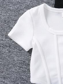 SHEIN 1+2 套装 女童休闲时尚可爱 T 恤、日常穿着 - 彩色 - 查看 4