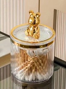 1 pièce Porte-écouvillon de nettoyage de luxe pour la maison avec couvercle, boîte de rangement anti-poussière, décoration de salle de bain estivale, organisateur de maquillage