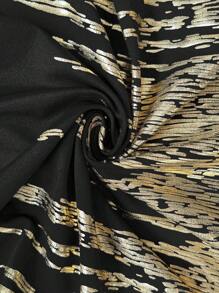 Allurite Plus Size Asymmetric Gold Foil Minimalist Elegant Jumpsuits For Party & Outdoor Occasions - Multicolor - View 7