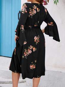 SHEIN Clasi Vestido holgado de talla grande con estampado de gasa elegante, moda simple y casual para uso diario