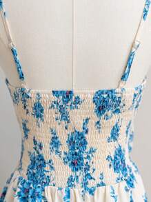 Soleia Sexy & Romantic Gradient Print Plunging Neckline Backless Tie Strap Vintage Dress, Suitable For Vacation, Music Festival, Bohemian, Holiday Date, Spring, Valentine's Day Afternoon Tea