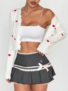 Flirla Heart Embroidered Cardigan