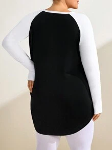 Easithlete Parte superior deportiva de manga larga con bloques de color y parches, estilo de Oriente Medio, de longitud larga, para primavera/verano - Multicolor - Ver 2