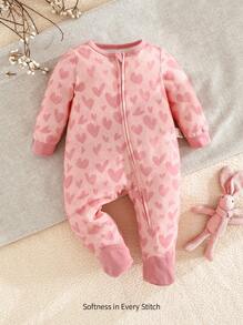Cozy Pixies Newborn Baby Girl Cute Heart Pattern Knitted Soft Round Neck Long Sleeve Romper With Pants, Valentine's Day Outfit, Valentine's Gift