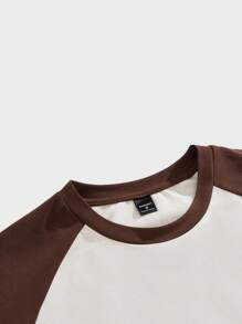 Manfinity Joysei Plus Size Men's Brown Patchwork Knitted T-Shirt, Funny Cartoon Pattern - Multicolor - View 5