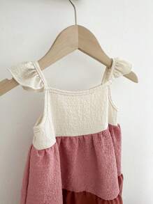 SHEIN 女婴幼儿 0-3 岁春夏新款百搭休闲渐变色雪纺宽松无袖及膝连衣裙，适合居家和户外穿着