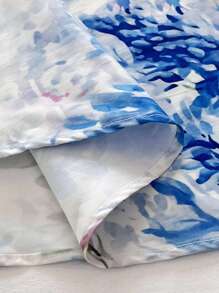 Celure Robe courte à manches longues imprimée de plantes, grande taille