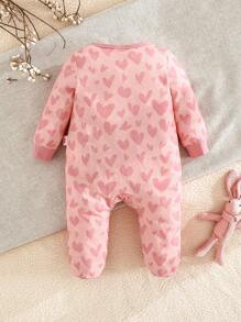 Cozy Pixies Newborn Baby Girl Cute Heart Pattern Knitted Soft Round Neck Long Sleeve Romper With Pants, Valentine's Day Outfit, Valentine's Gift