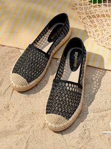 Styleloop Women's Black Mesh Beach Sandals, Fashion Matching With Dresses And Pants For Spring & Summer - Black - View 1