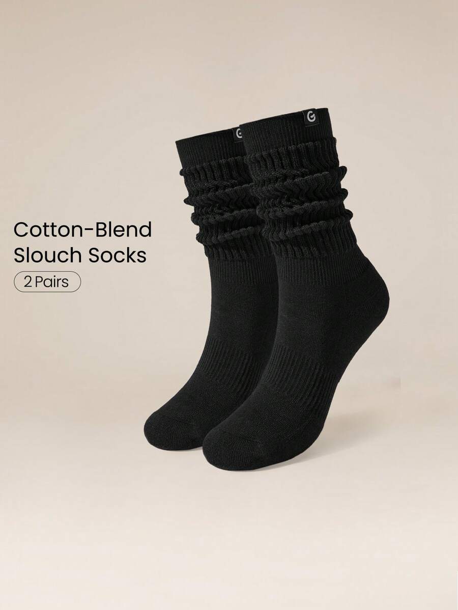 GLOWMODE Cozy Cotton-Blend Slouch Daily Support Socks - Black - View 1