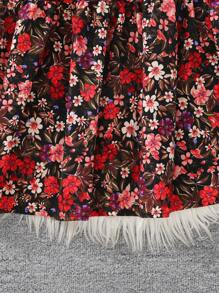 SHEIN Leap Crew Teen Girls' Colorful Ditsy Floral Ruffle A-Line Long Sleeve Babydoll Dress, Elegant Casual Vintage Dress - Multicolor - View 5