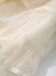 DAZY Tween Girl Net Yarn Solid Color Minimalist Casual Daily Skirt,Girls Summer Outfits,Back To School Clothes Vacation - Beige - View 3