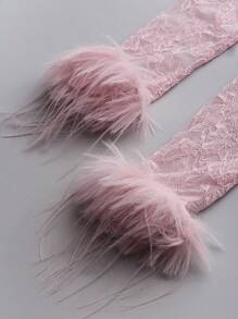 EgrlEra 女士性感蕾丝透明蓬松拼接系带腰部女式上衣 Y2K - 粉色 - 查看 5